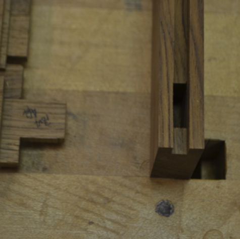 Mortise and tenon detail.